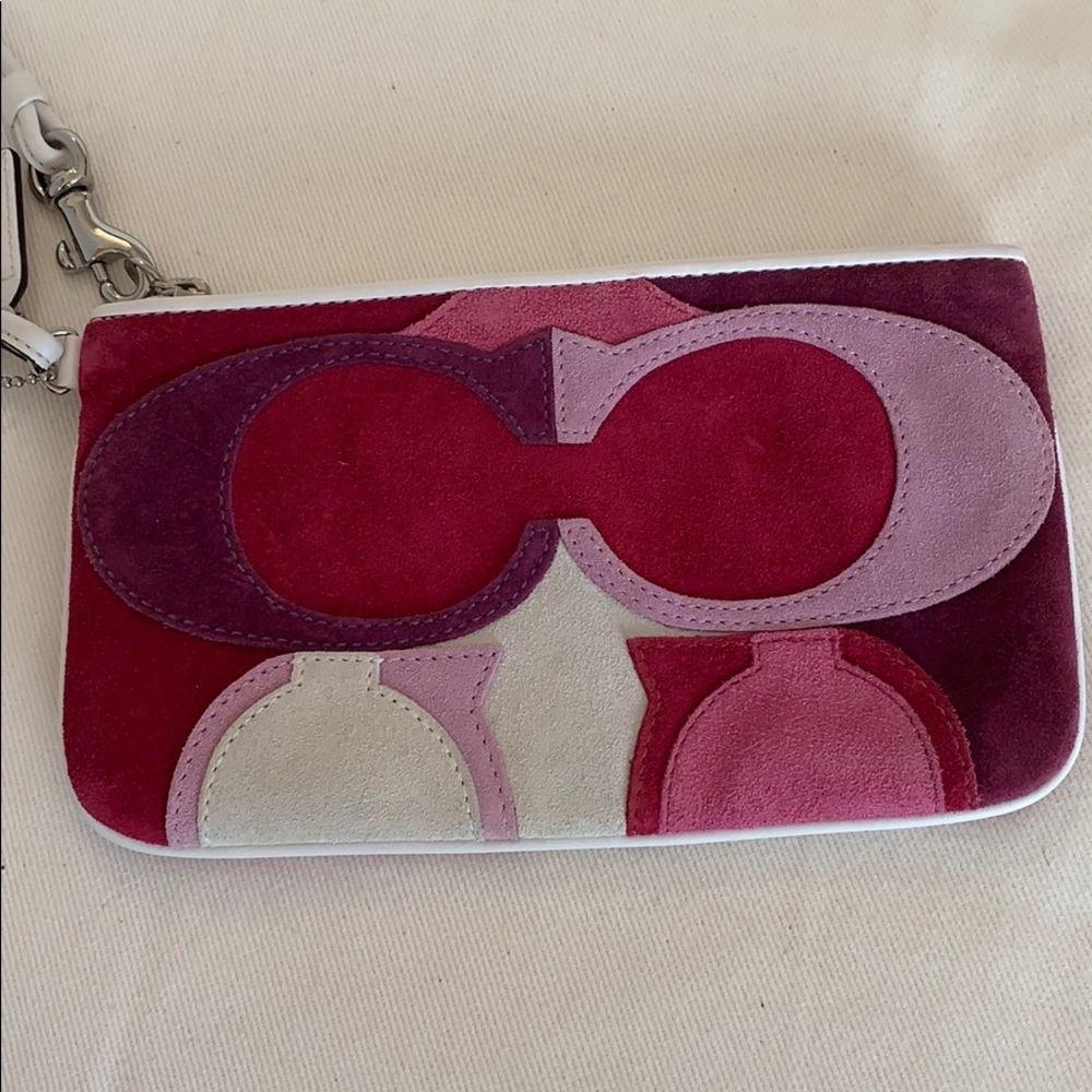 Coach Signature Suede Wristlet - Picture 5 of 9